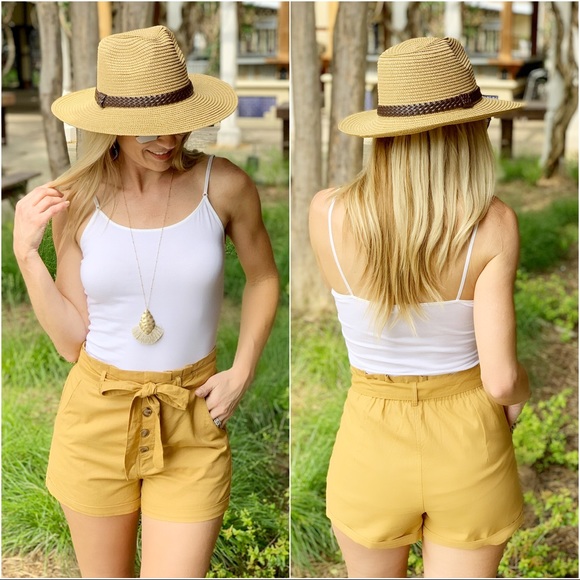 ✨LAST ONE✨Mustard Button up tie front shorts - Picture 5 of 5